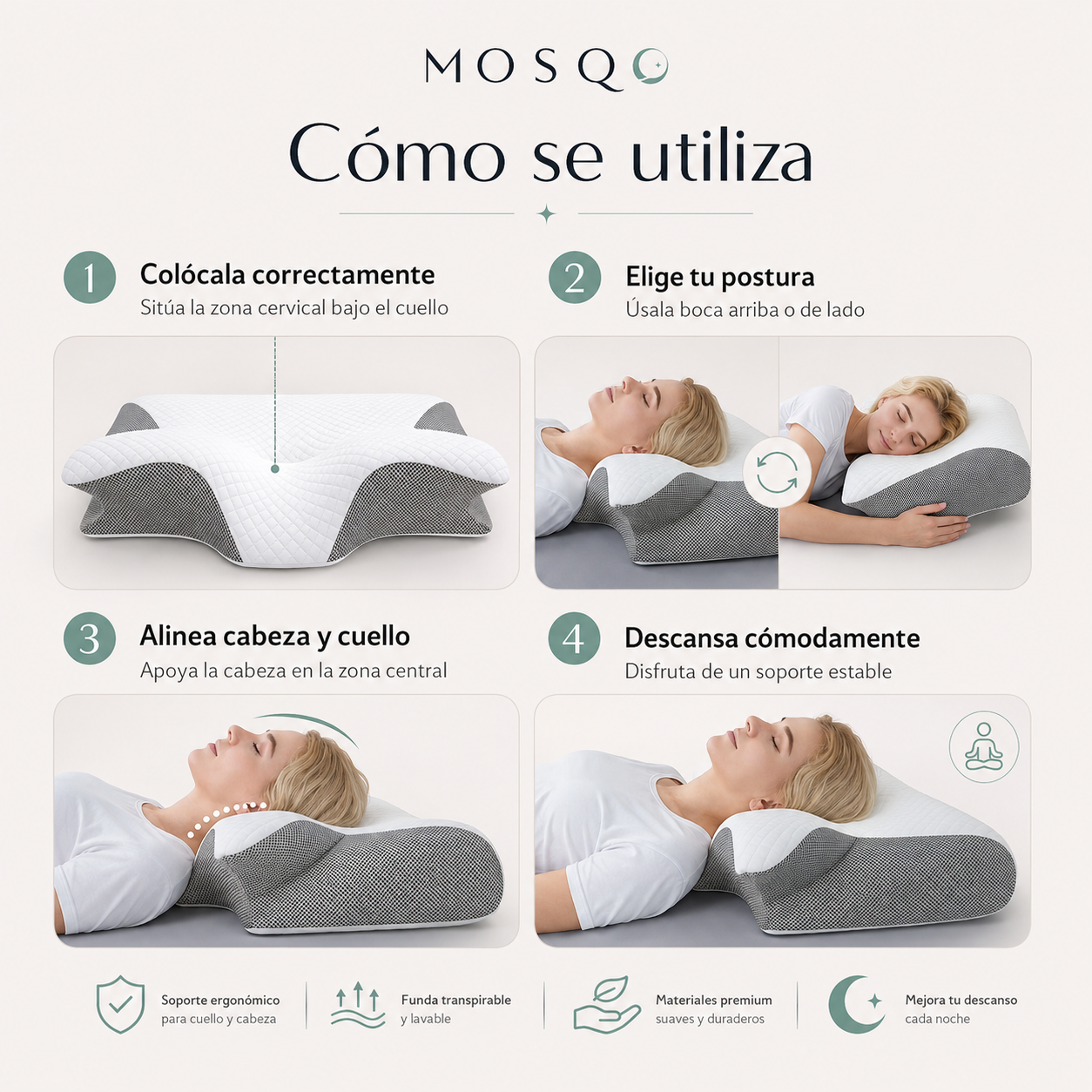 Almohada cervical ergonómica - MOSQO