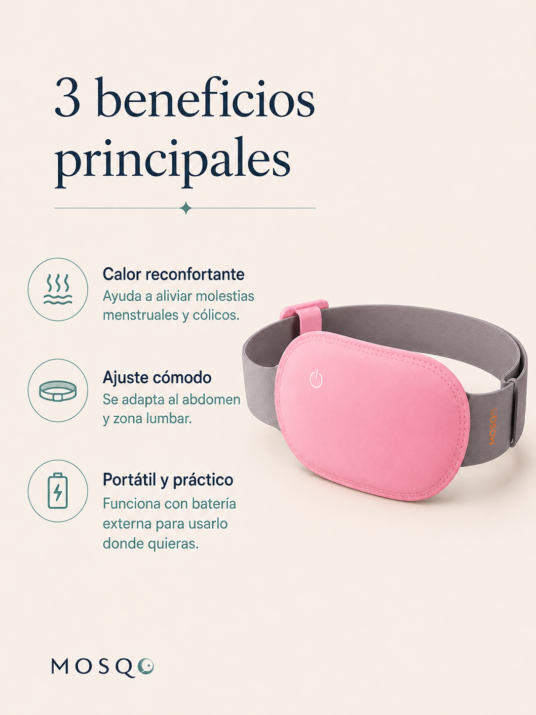 Cinturon calefactado para dolores menstruales y cólicos - MOSQO
