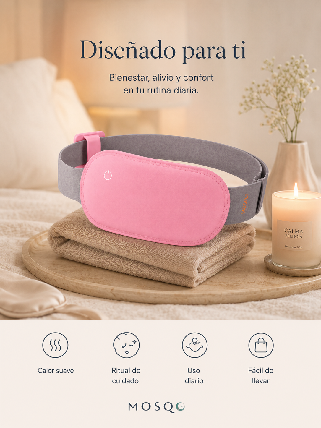 Cinturon calefactado para dolores menstruales y cólicos - MOSQO